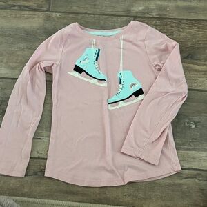 Wonder Nation Pink Long Sleeve Tee with Ice Skate Design